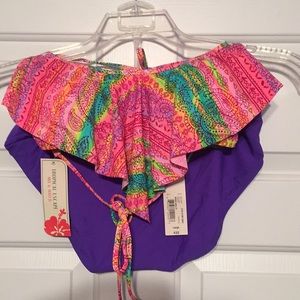 Purple and pink mix & match 2 piece swim suit new size large top size 12 bottom